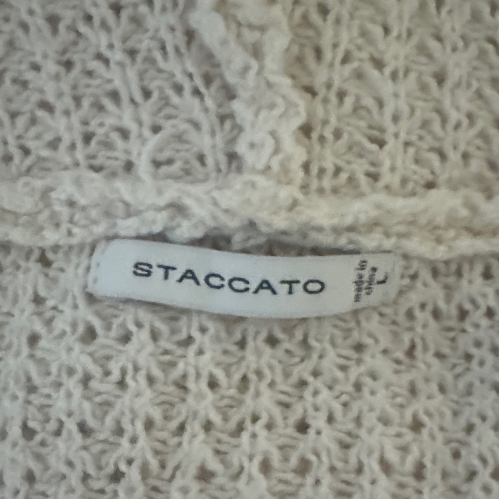 Staccato Ivory Cable Knit Sweater Hoodie.  Sz L - Picture 9 of 11